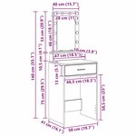 vidaXL Table de Toilette Noir 50 x 41 x 140 cm Bois d'ingénierie