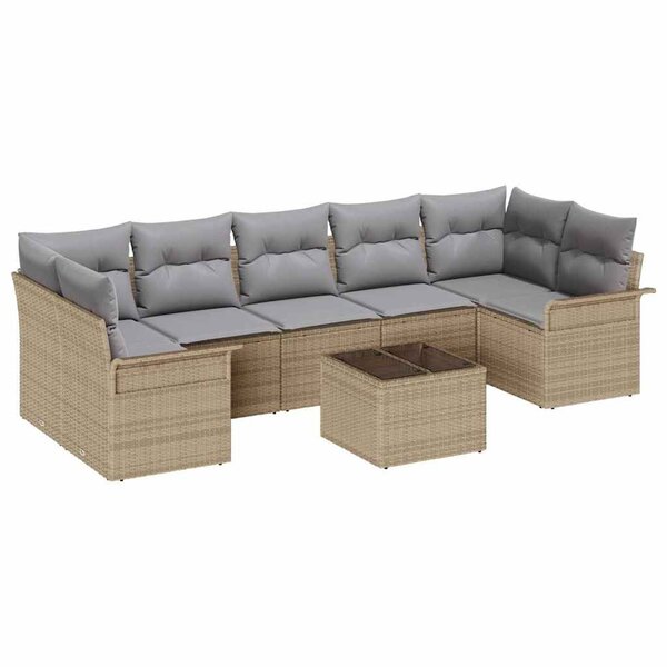 vidaXL Ensemble de canapé de jardin 8 Pièces Beige Poly rotin