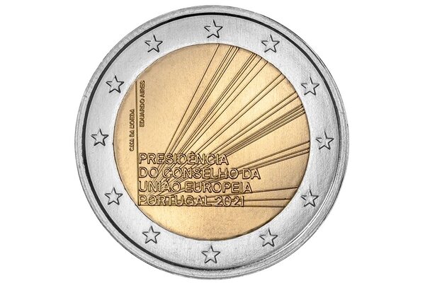 Pièce de monnaie 2 euro commémorative Portugal 2021 – Présidence du Conseil de l’Union Européenne