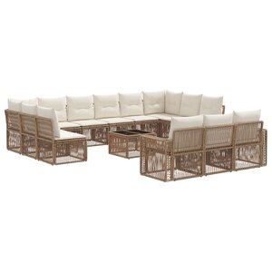 vidaXL Ensemble de canapé de jardin 14 Pièces Beige et blanc crème