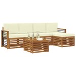 vidaXL Ensemble de canapés d'extérieur 6 Pièces Naturel et Crème