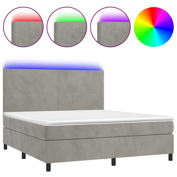 vidaXL Sommier à lattes de lit avec matelas LED Gris clair 180x200 cm