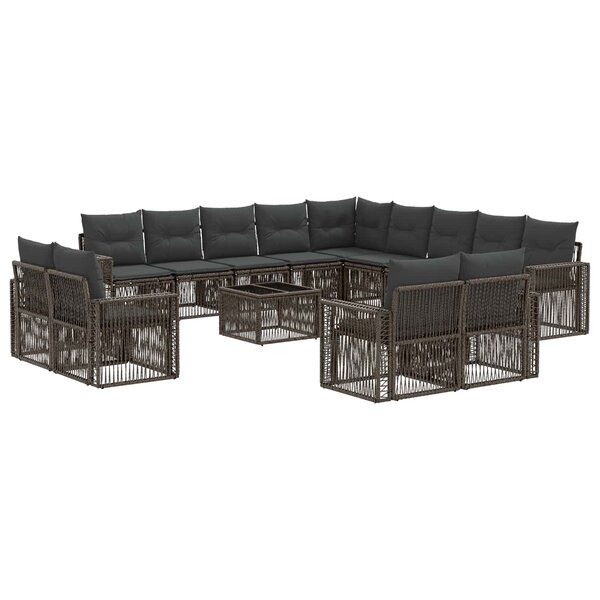 vidaXL Ensemble de canapé de jardin 14 Pièces Gris et Gris foncé