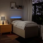 vidaXL Sommier à lattes de lit avec matelas Crème 90x200 cm Tissu