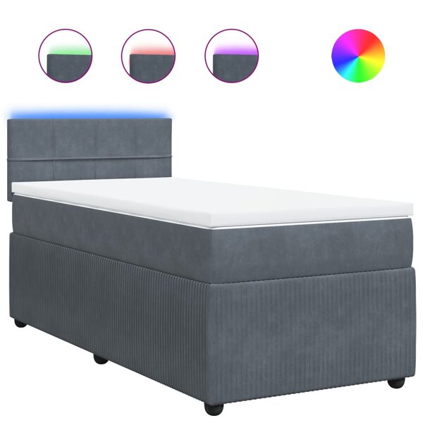 vidaXL Sommier à lattes de lit et matelas Gris foncé 90x190 cm Velours