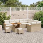 vidaXL Ensemble de canapé de jardin 12 Pièces Beige Poly Rattan