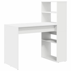 vidaXL Bureau avec étagère Blanc 113 x 54 x 120 cm Bois d'ingénierie