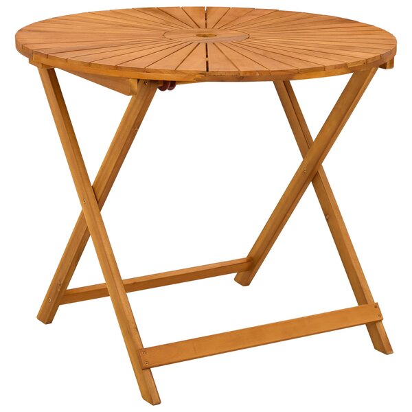vidaXL Table de jardin pliante Naturel Ø90 x 75 cm