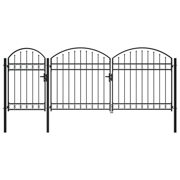 Vidaxl portail de jardin avec dessus arqué acier 1 75 x 4 m noir