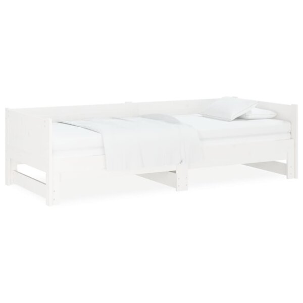 vidaXL Lit coulissant Blanc Bois de pin solide 2x(80x200) cm