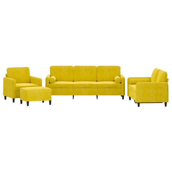 vidaXL Ensemble de canapés 4 Pièces avec coussins jaune velours