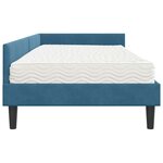 vidaXL Cadre de lit d'angle avec matelas Autre 2 Pièces Bleu Velours