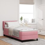 Lit Box Spring vidaXL avec matelas rose 80x200 cm en velours