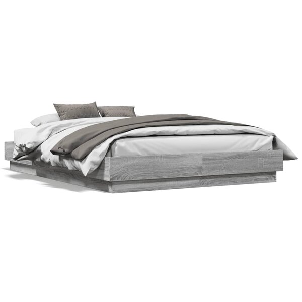 vidaXL Cadre de lit sans matelas sonoma gris 140x190 cm