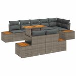 vidaXL Ensemble de canapé de jardin 9 Pièces Gris Poly rotin