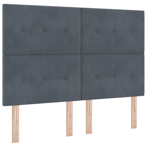 Lit à Sommier Box avec Matelas Gris Foncé 160x200 cm Velours