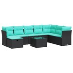 vidaXL Salon de jardin 9 Pièces avec coussins noir résine tressée