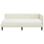 vidaXL Cadre de lit d'angle avec matelas Crème 90 x 190 cm Velours