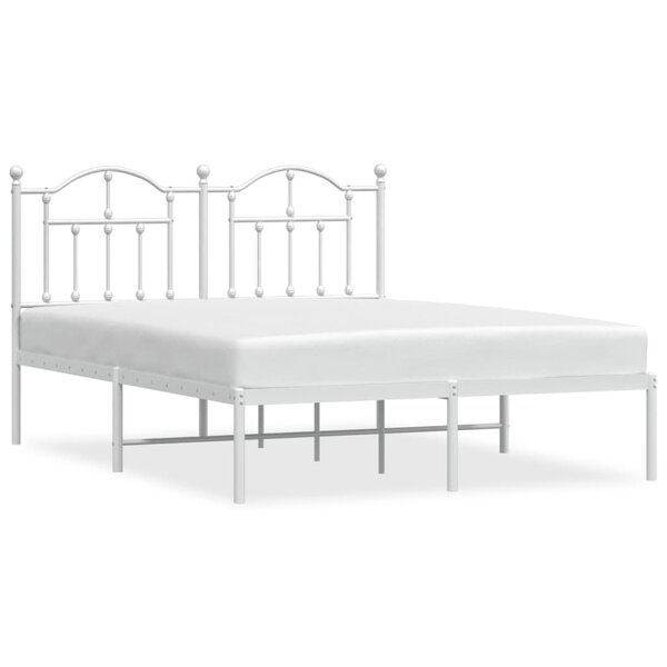 vidaXL Cadre de lit métal avec tête de lit blanc 140x190 cm