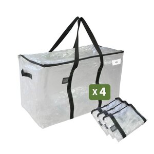 Pack and Move - Lot 4 Grands Sacs Déménagement Transparent Recyclé - Rangement Et Transport Ultra Résistant - Réutilisable - Poignées Solides - 100L