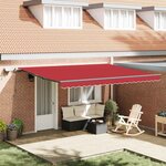vidaXL Auvent Rétractable Rouge 450 × 350 cm tissu