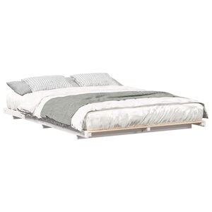 vidaXL Cadre de lit surélevé Blanc 160 x 210 cm Bois massif en pin