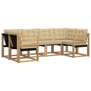 vidaXL Ensemble de canapés d'extérieur 6 pc Blanc et Beige