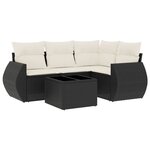 vidaXL Salon de jardin 5 Pièces avec coussins noir résine tressée