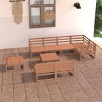 vidaXL Salon de jardin 9 Pièces marron miel bois de pin massif