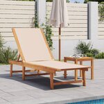 vidaXL Chaise longue crème bois d'acacia solide et textilène