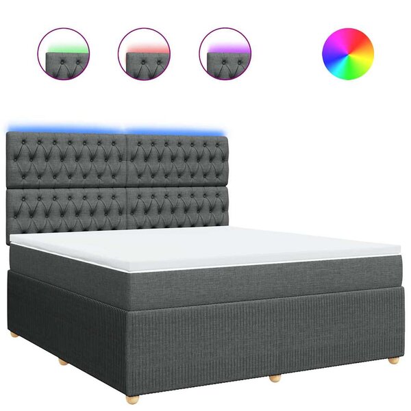 vidaXL Sommier à lattes de lit avec matelas Gris foncé 180x200cm Tissu