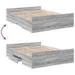 vidaXL Cadre de lit et tiroirs sonoma gris 135x190 cm bois ingénierie