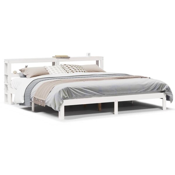 vidaXL Cadre de lit avec tête de lit sans matelas blanc 180x200 cm