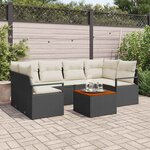 vidaXL Ensemble de canapé de jardin 7 Pièces Noir  blanc