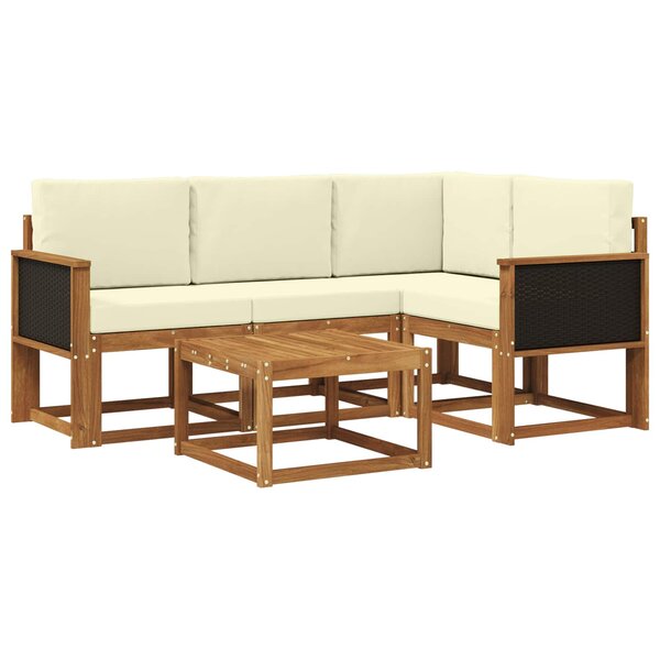 vidaXL Ensemble de canapés d'extérieur 5 pc Naturel et Crème Polyester