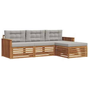 vidaXL Ensemble de canapés d'extérieur 4 pc Gris Naturel et Clair