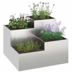vidaXL Cache-pot de jardin Argent 80 x 80 x 60 cm Acier inoxydable