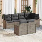 vidaXL Ensemble de canapé de jardin avec coussin 7 Pièces Gris Poly rotin