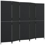 vidaXL Cloison de séparation 5 panneaux noir résine tressée