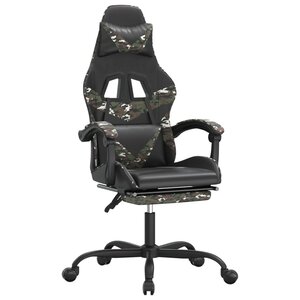 vidaXL Chaise de jeu avec repose-pied Noir et camouflage Similicuir