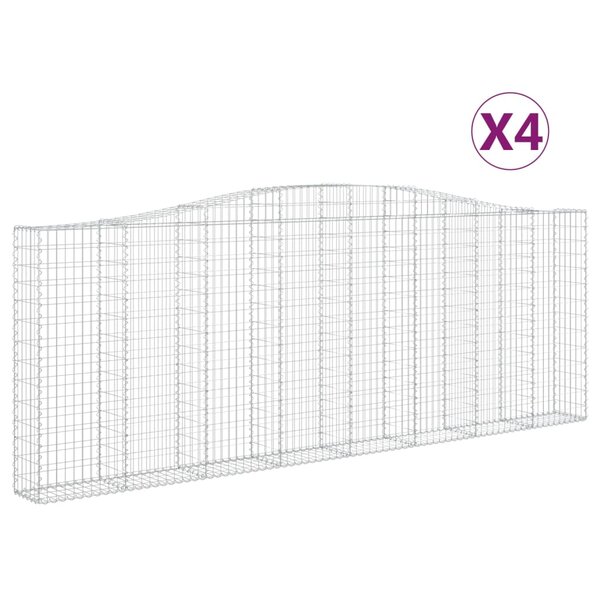 vidaXL Paniers à gabions arqués 4 Pièces 400x30x140/160 cm Fer galvanisé