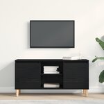 Meuble TV vidaXL avec pieds en bois Noir Chêne 102x35x50 cm