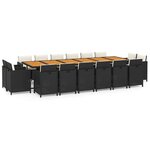 vidaXL Ensemble à dîner de jardin coussins 17 Pièces Résine tressée Noir