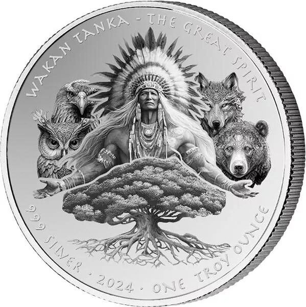Pièce de monnaie en Argent 1 Dollar g 31.1 (1 oz) Millésime 2024 Native American Silver Dollars WAKAN TANKA