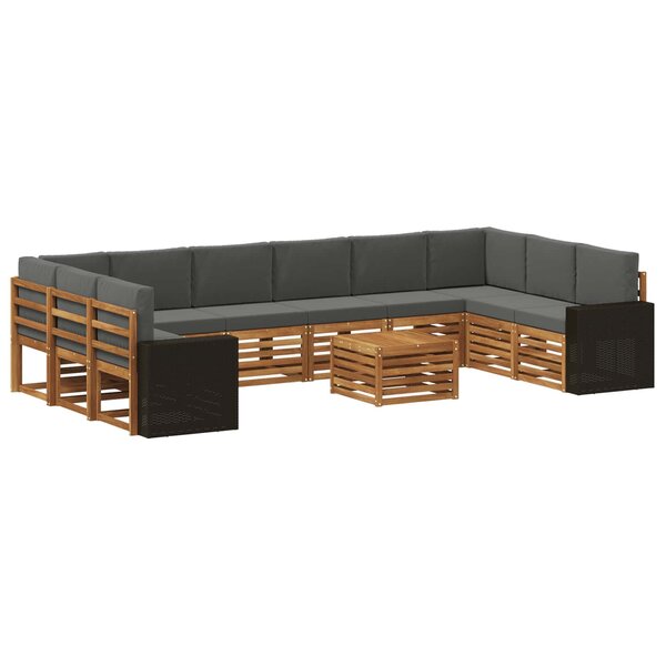 vidaXL Ensemble de canapés d'extérieur 11 Pièces Naturel et Anthracite
