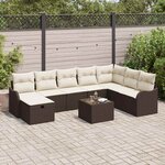 vidaXL Ensemble de canapé de jardin avec coussin 9 Pièces Marron et crème