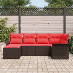 vidaXL Ensemble de canapé de jardin 6 Pièces Marron polyrotin