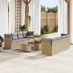 vidaXL Ensemble de canapé de jardin 11 Pièces Beige polyrotin