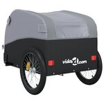 vidaXL Remorque de vélo noir et gris 30 kg fer