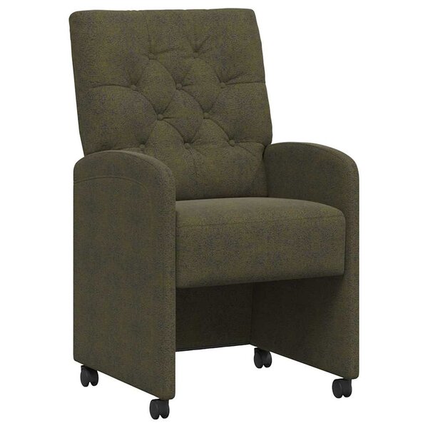 vidaXL Chaises de Salle à Manger avec Roues 2 Pièces Vert armée